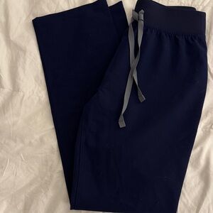 Navy Blue Livingston Figs Scrub Pants with Gray Drawstring
